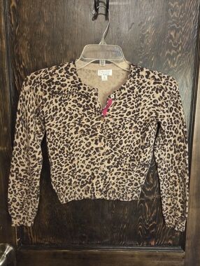 The Children's Place Leopard Print Cropped Cardigan - Brown/Tan